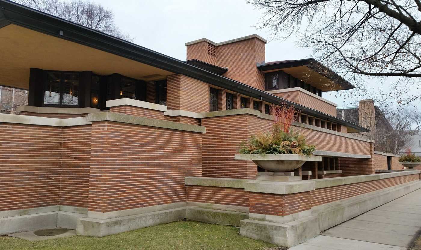 An exterior photo of Robie House.