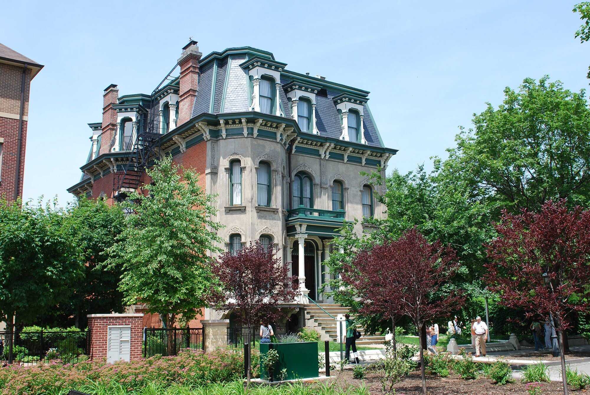 Exterior view of the Keith Mansion, a grand Victorian-era building with intricate architectural details.