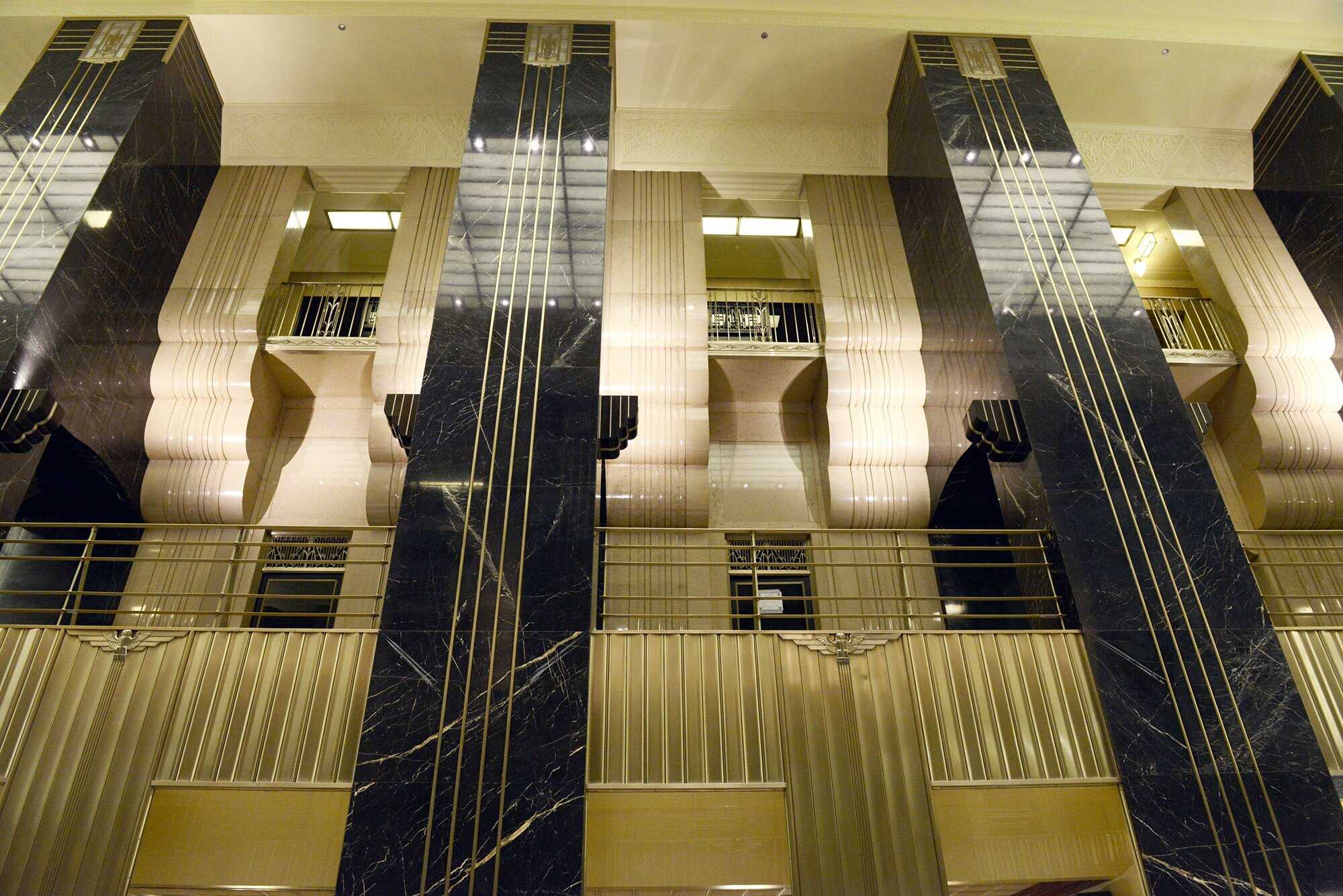 An interior photo of the Board of Trade lobby.