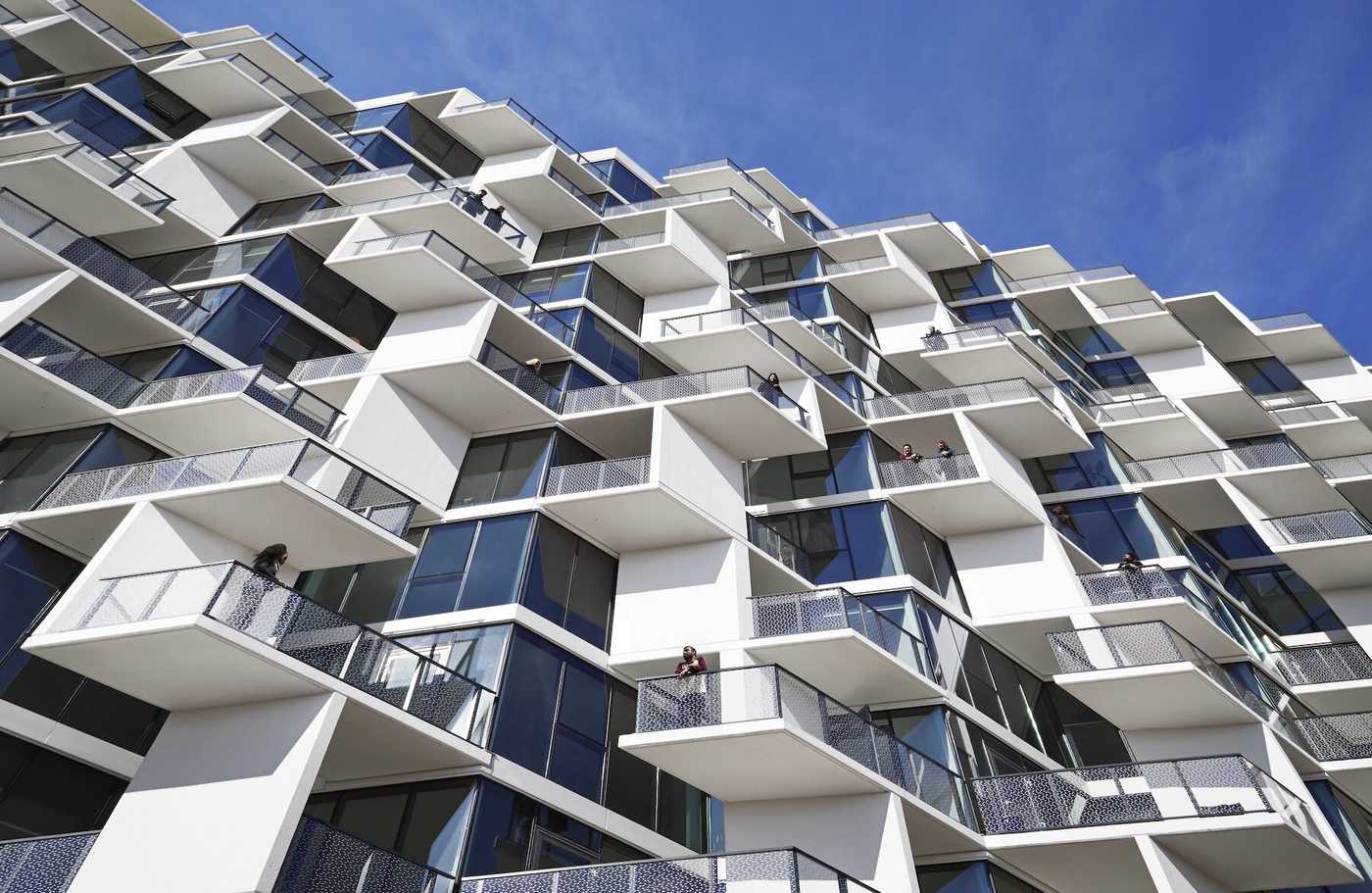 Abstract looking building with sky in the background.