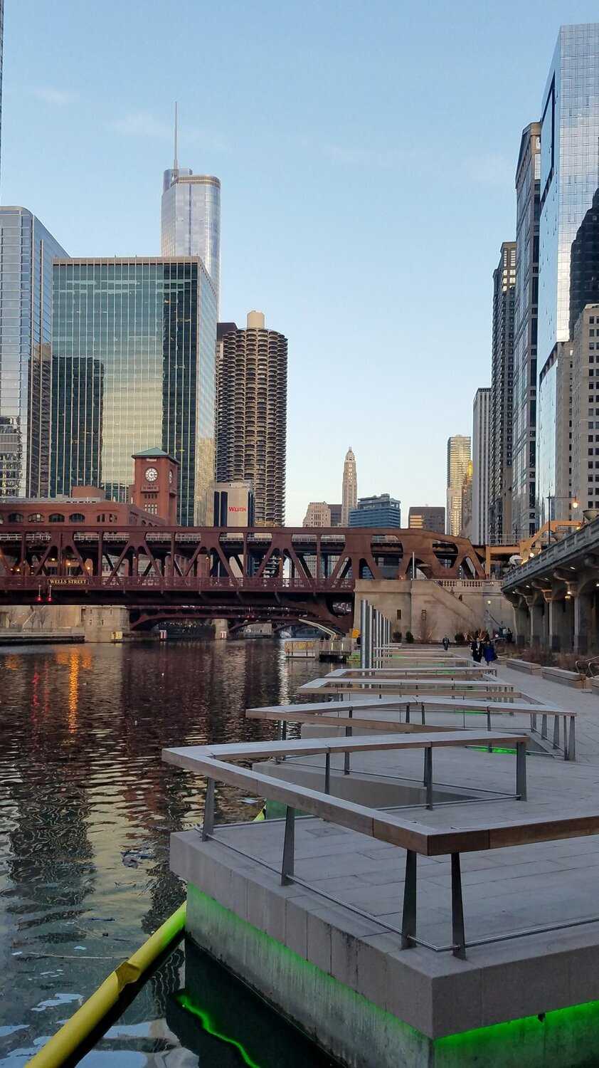 A photo of Riverwalk jetty, near Wells St. Bridge