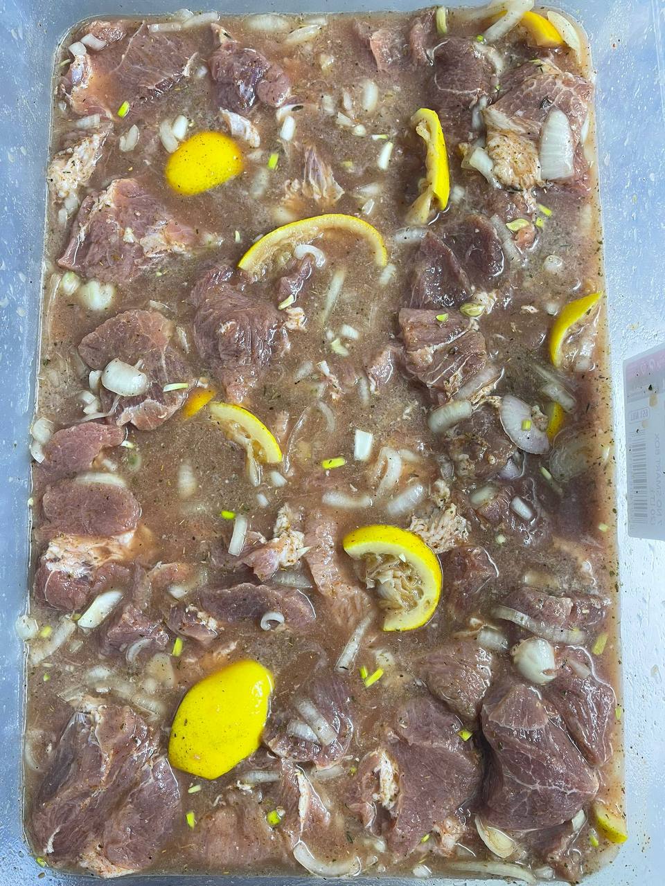 Shashlik in mineral water with lemon