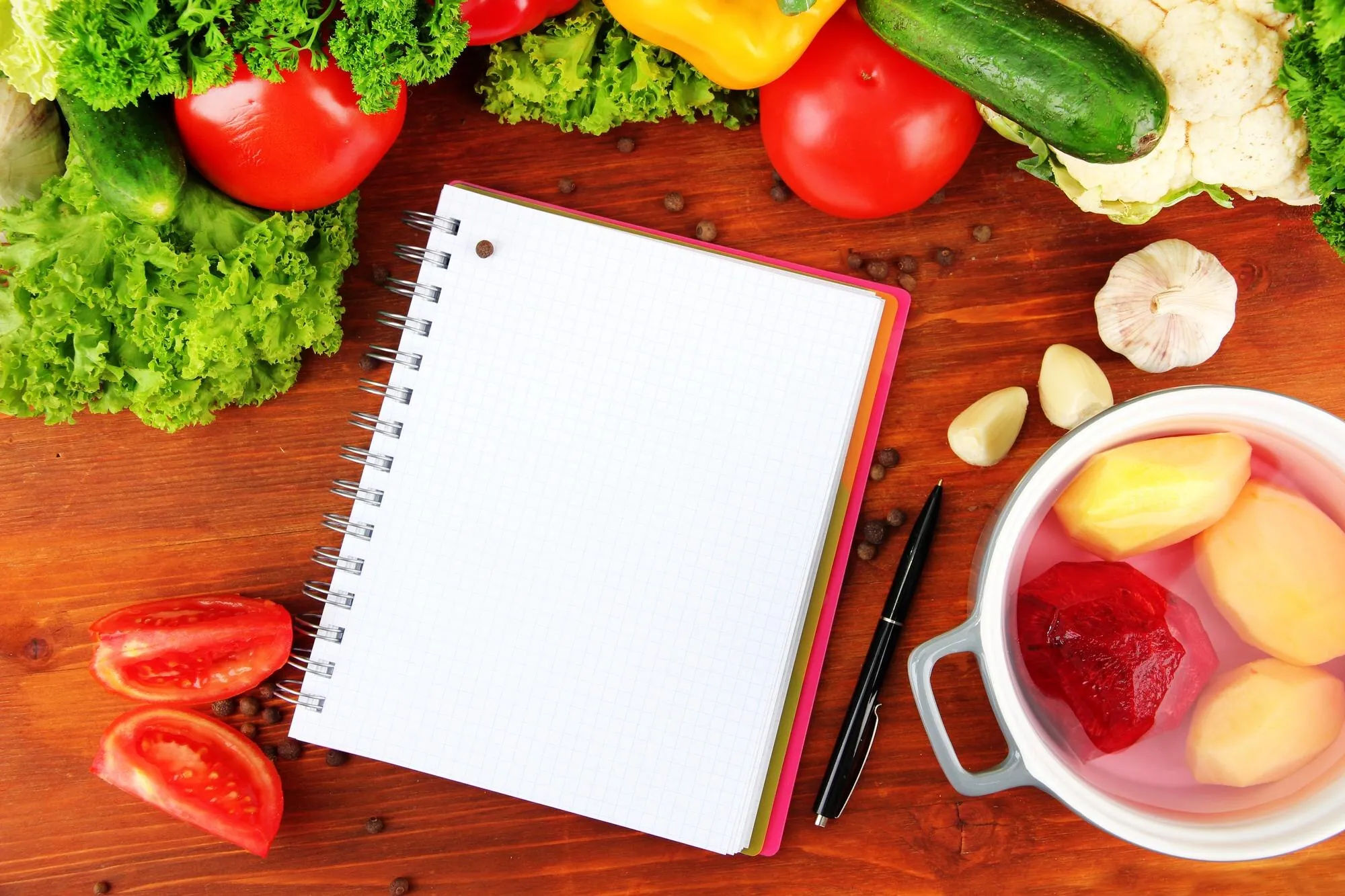 Blank notebook for mapping a four-week family dinner rotation