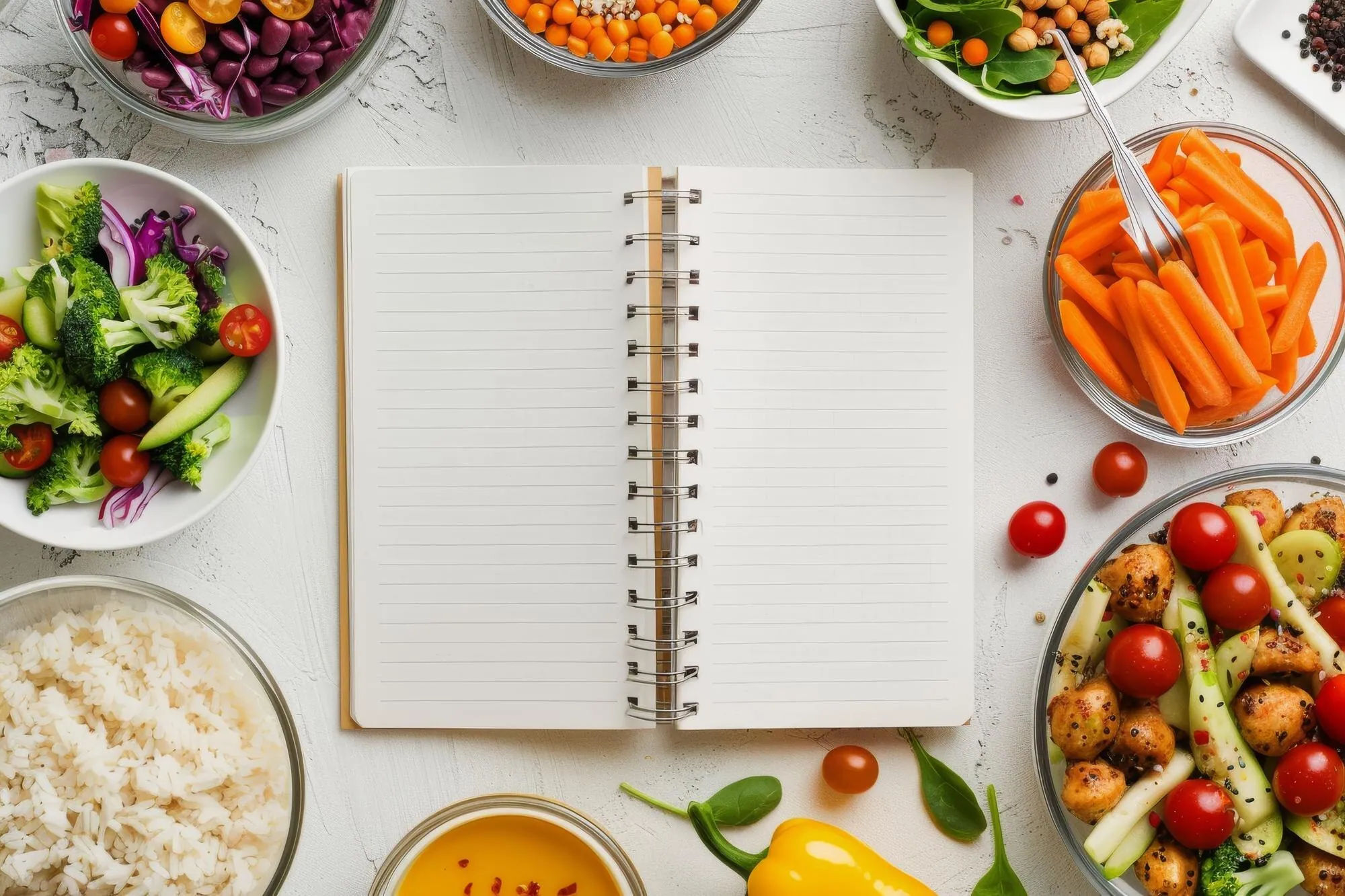 Blank notebook for defining a dinner-planning workflow before choosing an app