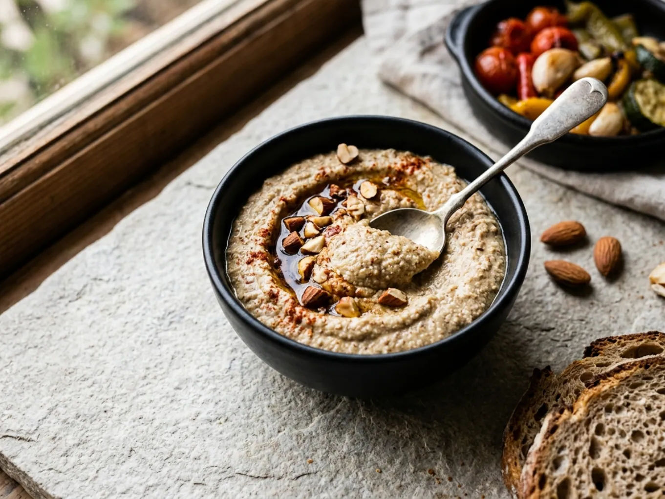 Mandel-Dip mit Knoblauch und Sherryessig