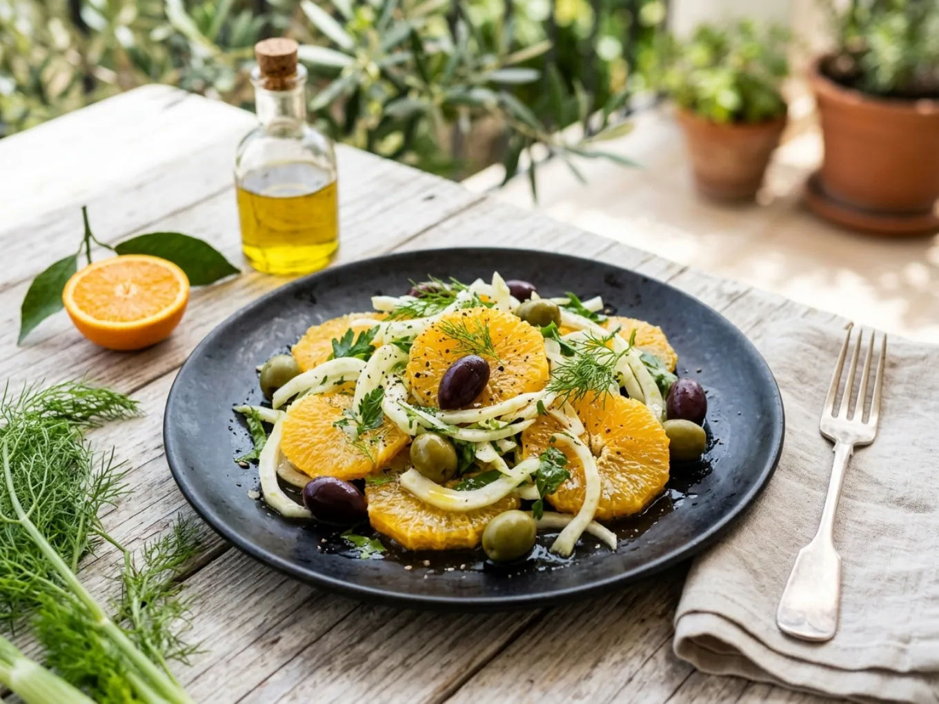 Ensalada de Naranja, Olivas y Hinojo