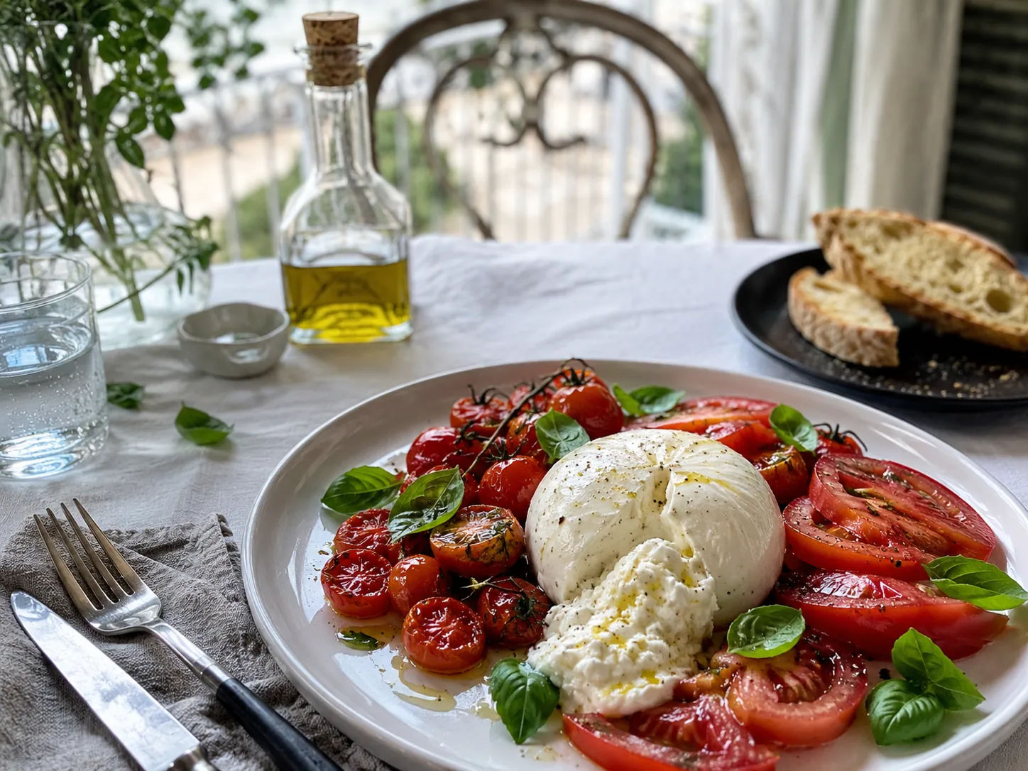 Caprese mit gebratenen Tomaten und Burrata