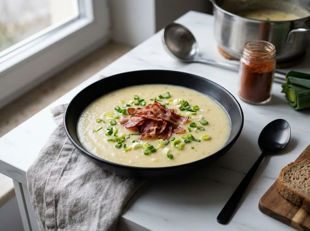 Crema de Patata y Puerro con Bacon Crujiente