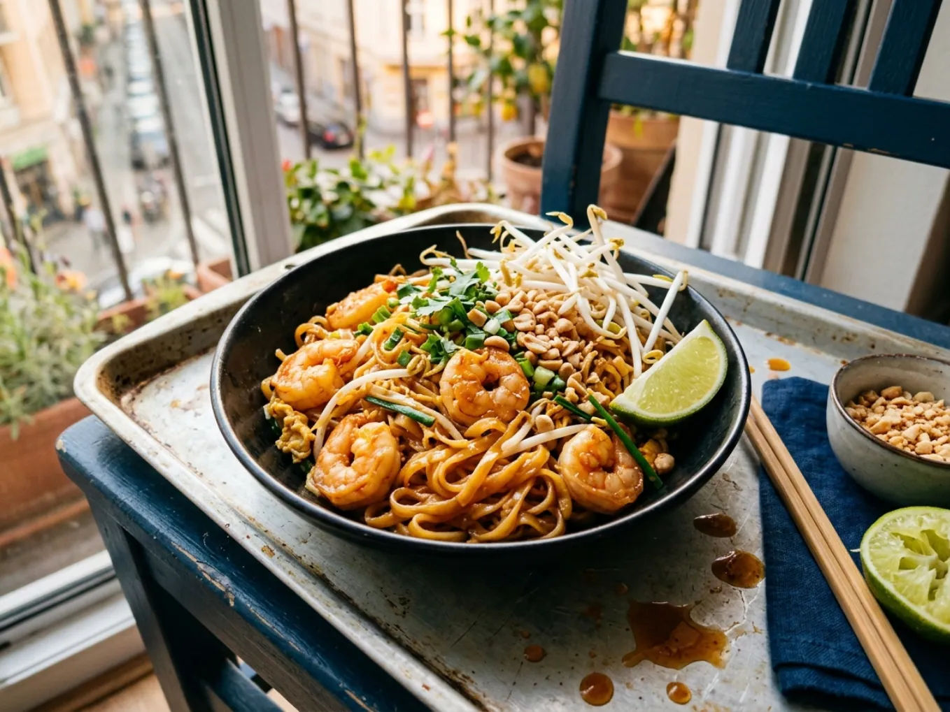 Pad Thai con Gamberi