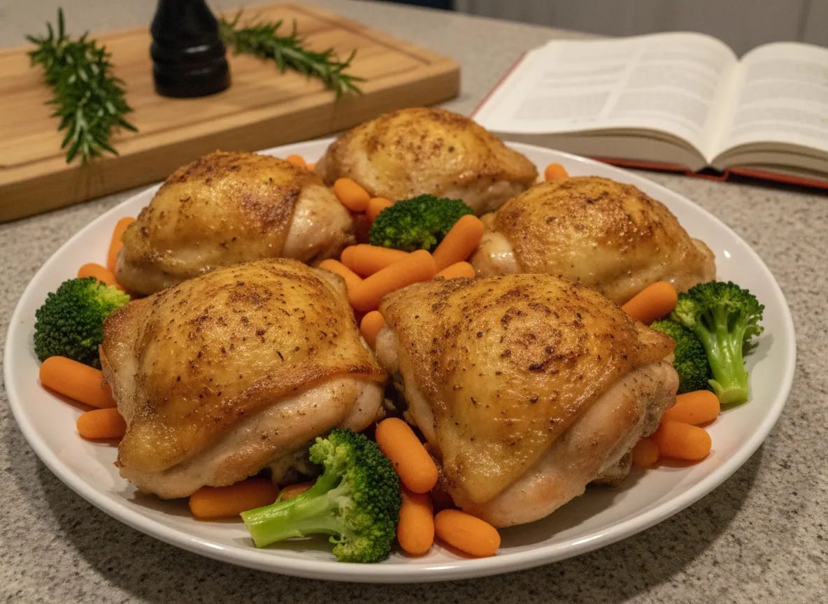 Pollo al forno con carote e broccoli in teglia