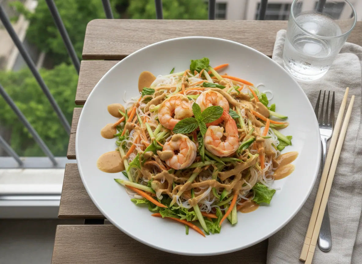 Insalata thailandese con noodle di carta di riso