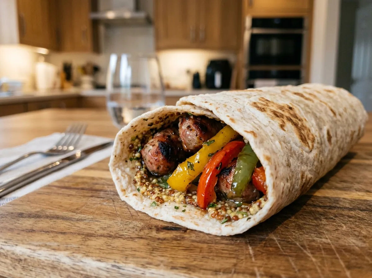 Wrap veloci con salsiccia e peperoni