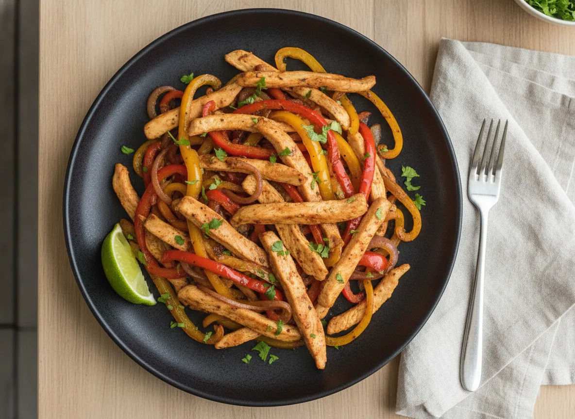 Fajitas di pollo al forno in teglia