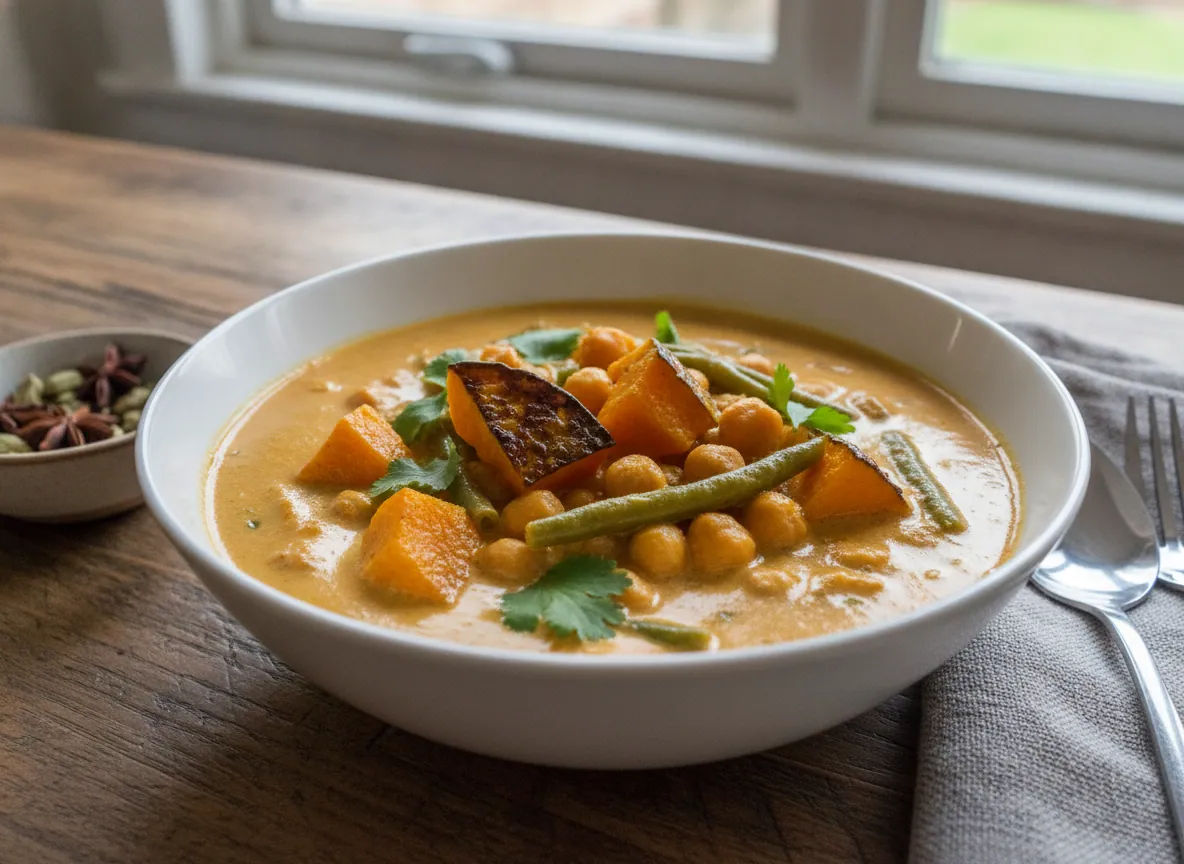 Curry thailandese di zucca e ceci al forno