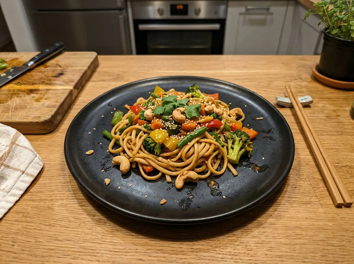 Tagliolini all'uovo con verdure e anacardi