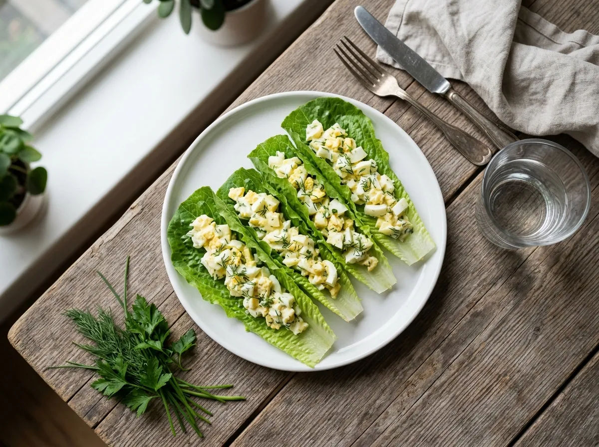 Insalata di uova in involtini di lattuga