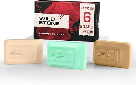 Wild Stone Ultra Sensual, Forest Spice and Musk Soaps for Bath, (Pack of 6, 100gm each) | Grade 1 soaps | Refreshing Bath Soap for Men | Skin-Friendly and Energizing