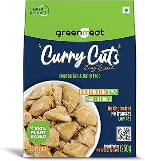 The Greenmeat Curry Cuts | Easy to Cook | 100% Plant Based & Vegetarian | Rich in Proteins & Fibres | Low Fat | No Preservatives | Pack of One (250g)