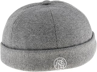 Mens Vintage Docker Hat Wool Felt Leon Beanie Cap Adjustable Light Gray