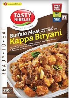 TASTY NIBBLES Ready to Eat Buffalo Meat Kappa BIRYANI 250GM Pouch| Kerala Special | Open Heat & Eat | Non-Vegetarian | No Added Preservatives | Japanese Retort Technology 250GM Pouch (Pack of 6)