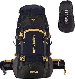 Impulserucksack 60 litres travel bag for men tourist backpack for hiking, trekking, camping thames blue with 1 Year Warranty