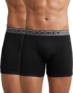 Jockey8009 Men's Super Combed Cotton Rib Solid Boxer Brief with Ultrasoft Waistband (Pack of 2)