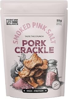 PORK LIFE BALANCE Delicious Pork Crackle (Smoked Pink Salt, 75 gm) - Ready To Eat Pure Dry Cured Pork Crackles, No Trans Fat, Gluten & Soya Free, Shelf-Stable, Keto Friendly (Pack Of 1)