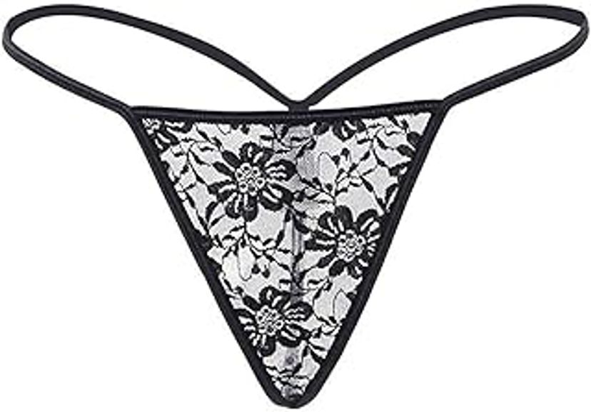 jaanshiWomen's Black Lace G String Thong Jocky Bikini Panties (Black, Free Size)