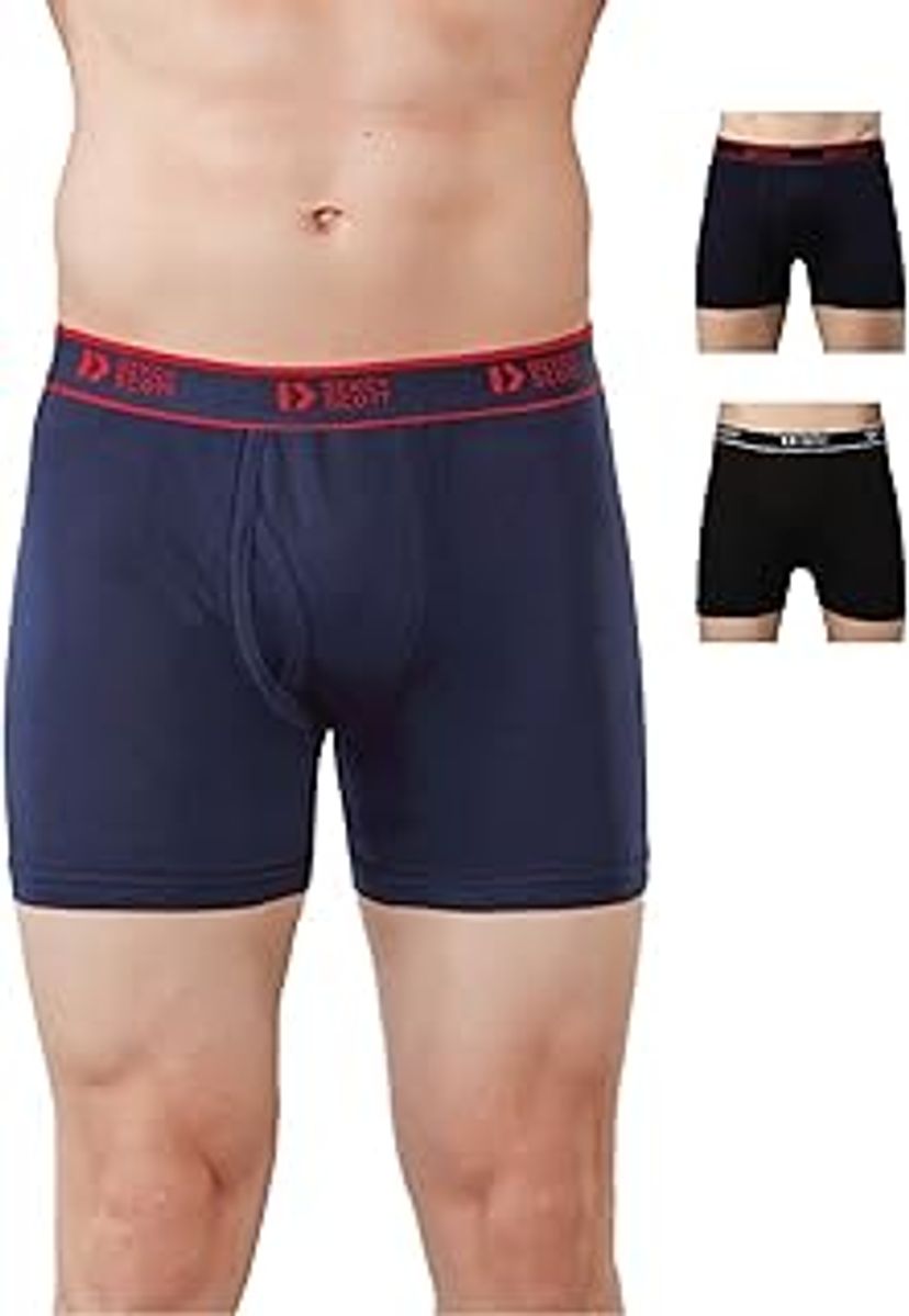 Dixcy ScottCross Trunk | Long Leg Trunks for Men | 100% Combed Cotton | Soft, Sweat-Absorbent Waistband | C-Open Front Men's Underwear | Self-Hem Leg Grip Innerwear for Man | Pack of 3