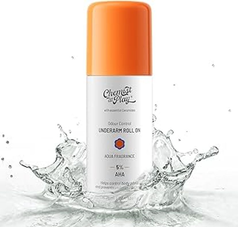 Chemist At Play UnderArm Roll On with 5% AHA, Lactic Acid & 1% Mandelic Acid|Prevents Body Odour, Fades Pigmentation & Kills Bacteria|0% Aluminium & 0% Alcohol |Woody Musk Fragrance| 40ml