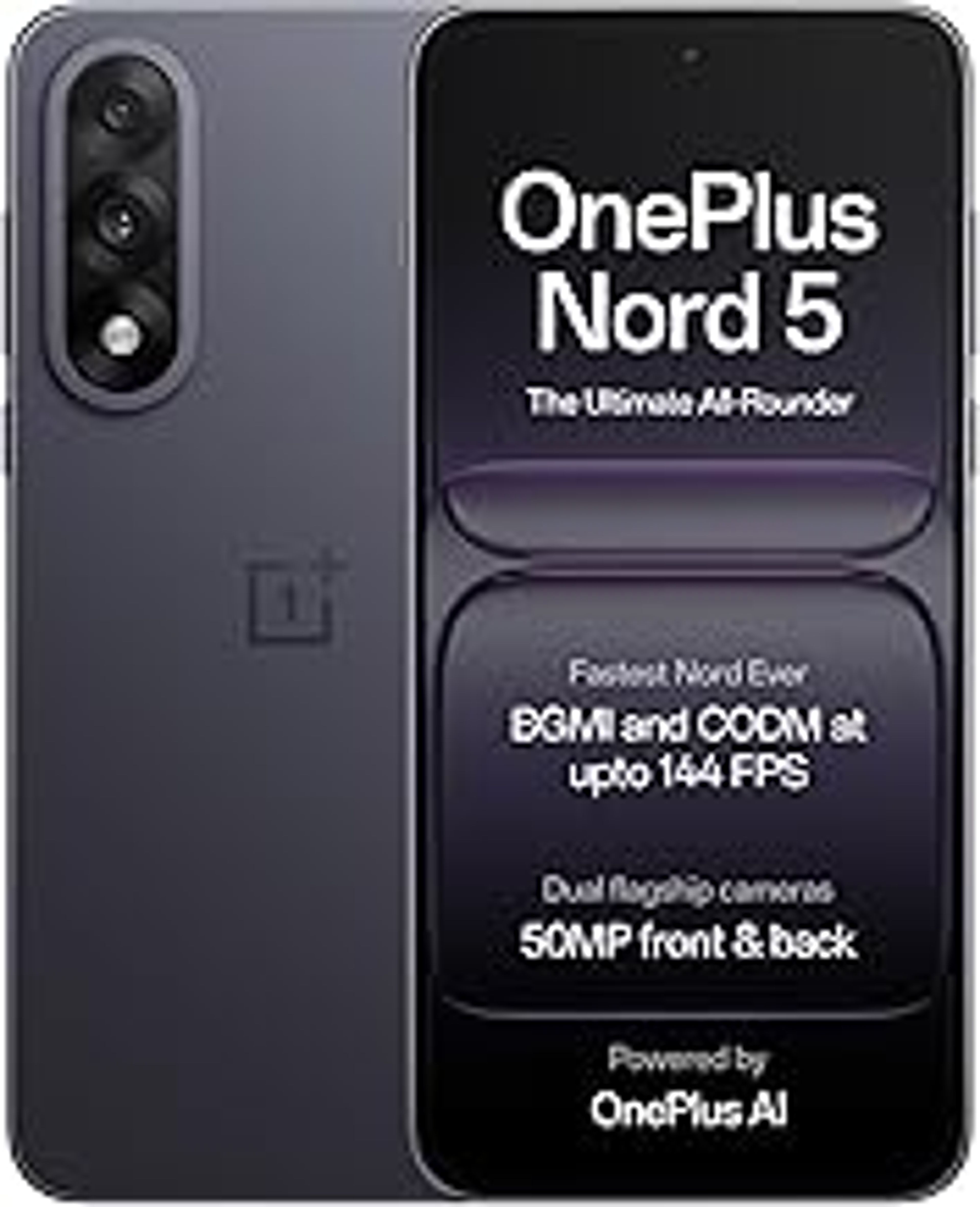 OnePlus Nord 5 | Snapdragon 8s Gen 3 | Stable 144FPS Gaming | Dual 50MP Flagship Camera | Powered by OnePlus AI | 256GB 8GB | Phantom Grey