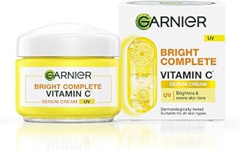 Garnier Skin Naturals Bright Complete Vitamin C Serum UV Cream, Vitamin C Day Cream for Sun Protection and Skin Brightening - Suitable For all Skin Types, 45g Brightening