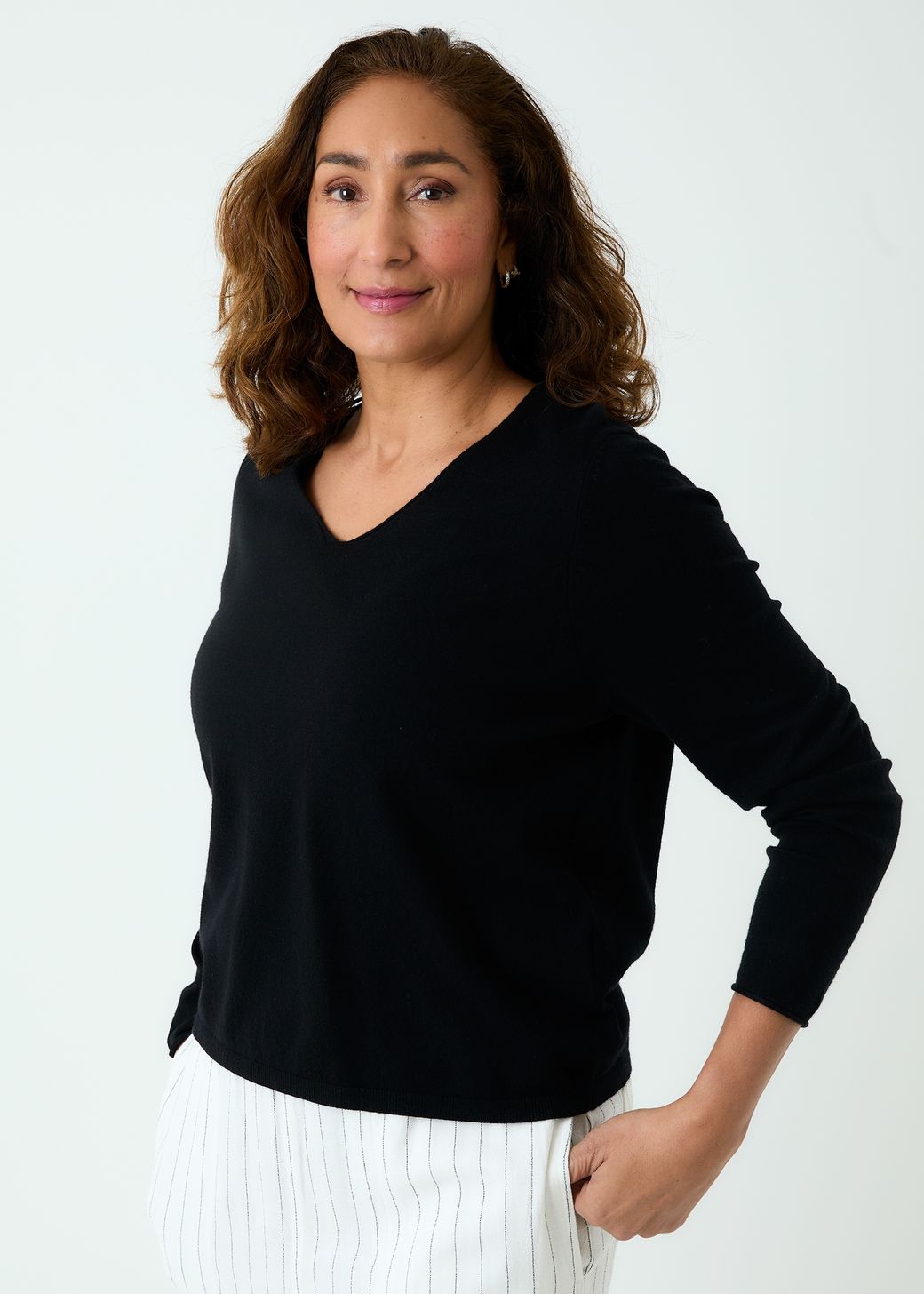 Cashmere Like Fitted V-Neck Jumper