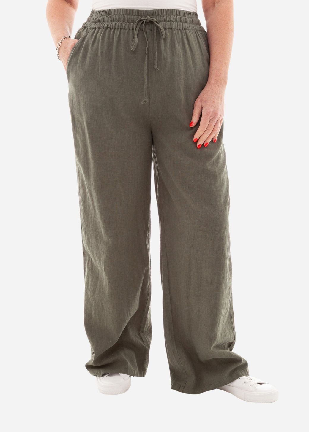 Linen Viscose Elastic Waist Trouser