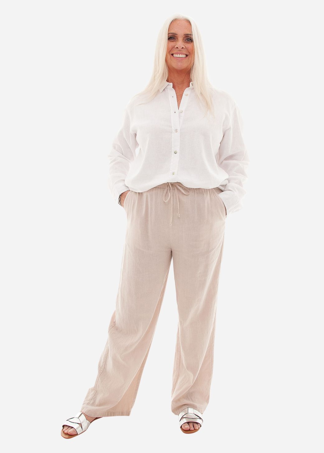 Linen Viscose Elastic Waist Trouser