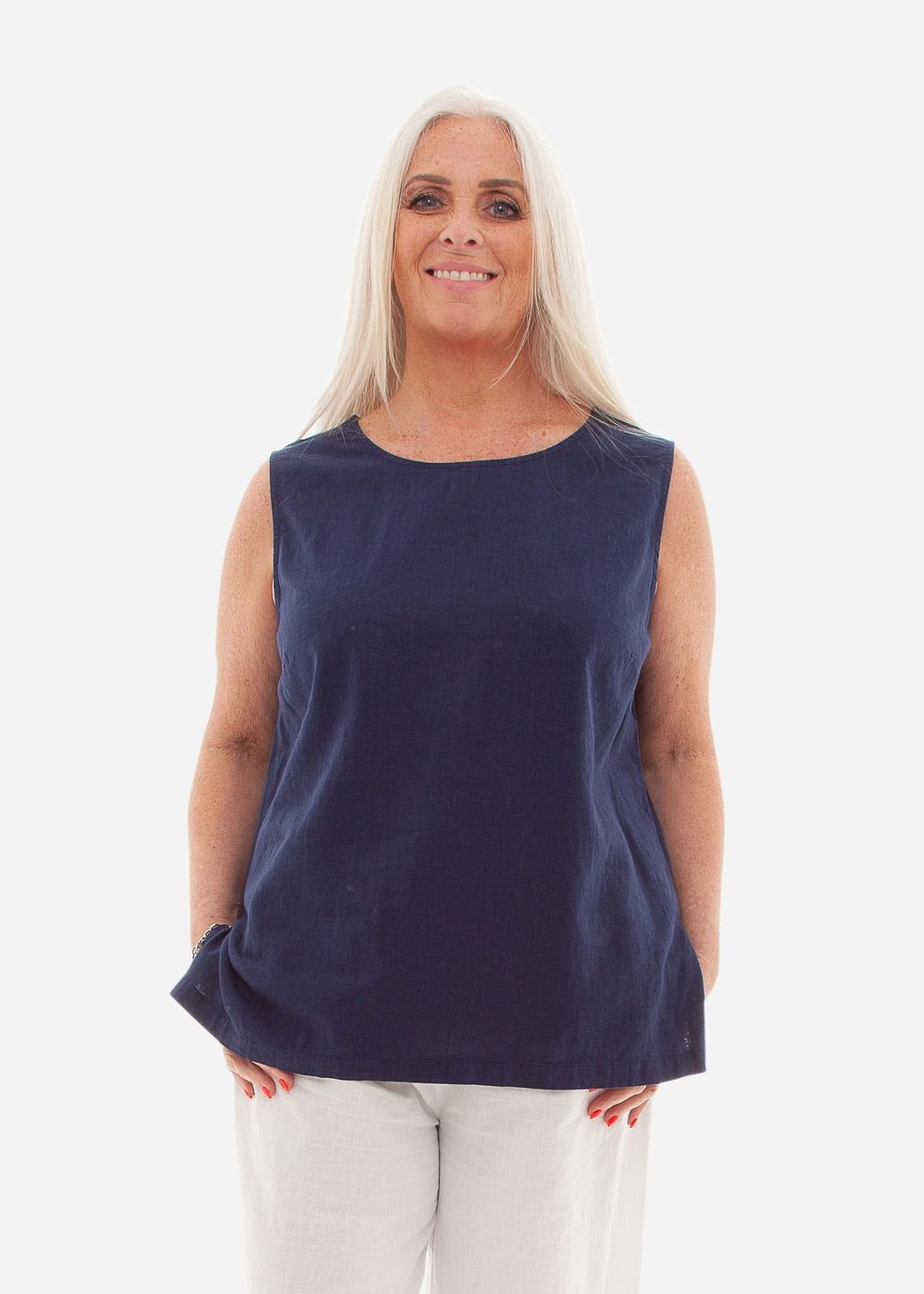 Linen Viscose Keyhole Back Shell Vest