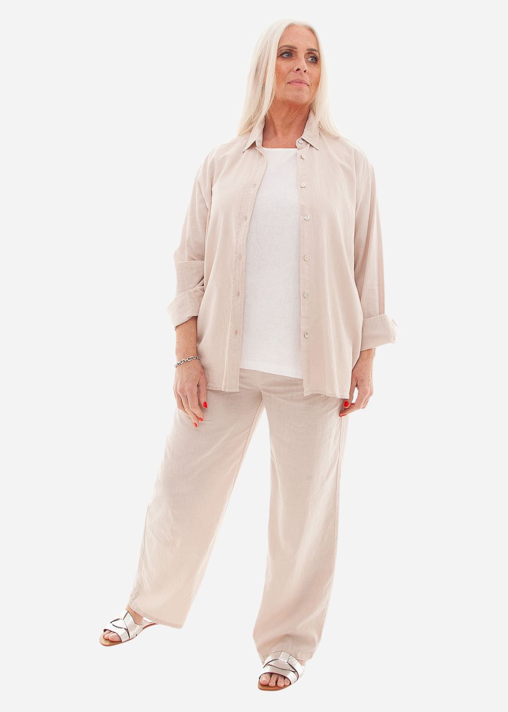 Linen Viscose Shell Button Collar Shirt