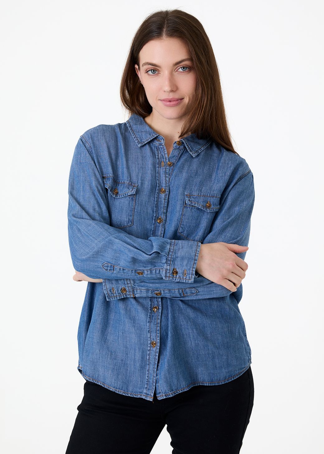 Patch Pocket Button Up Denim Shirt