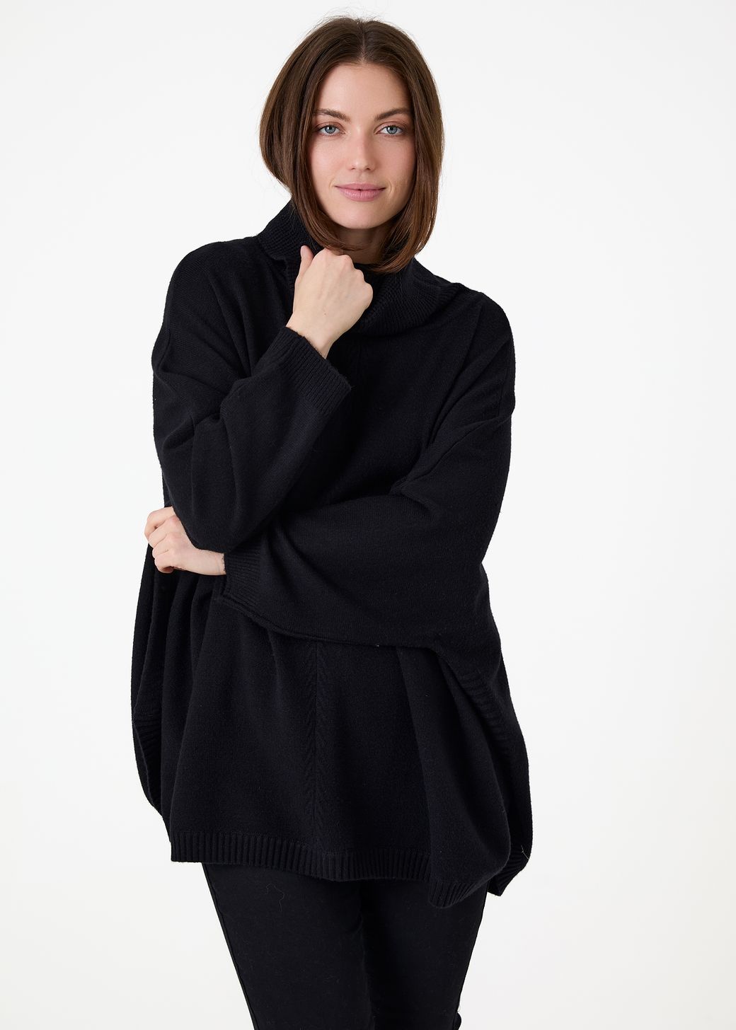 Cashmere Like Mini Cable Roll Neck Jumper