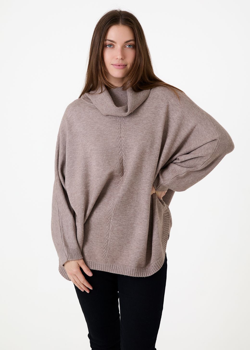 Cashmere Like Mini Cable Roll Neck Jumper