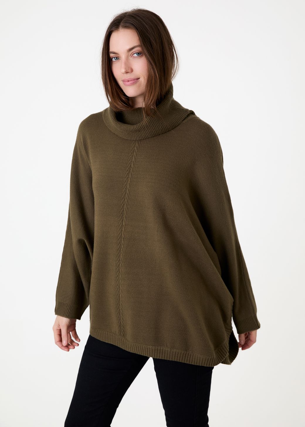 Cashmere Like Mini Cable Roll Neck Jumper