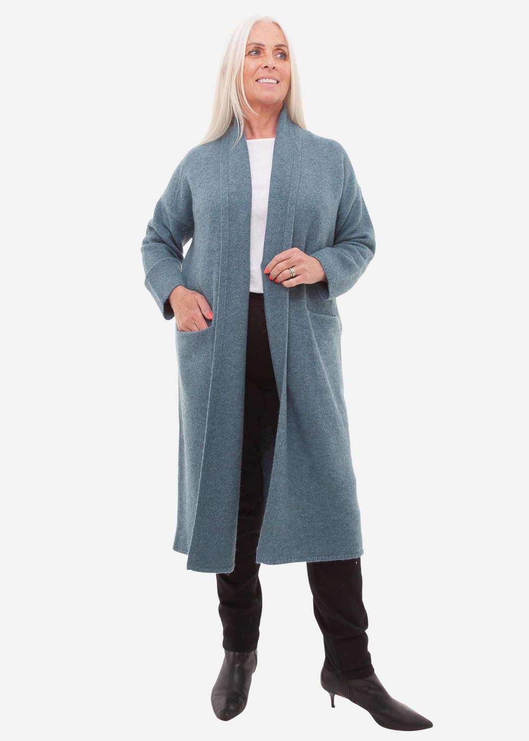 Soft Tweed Roll Collar Coatigan