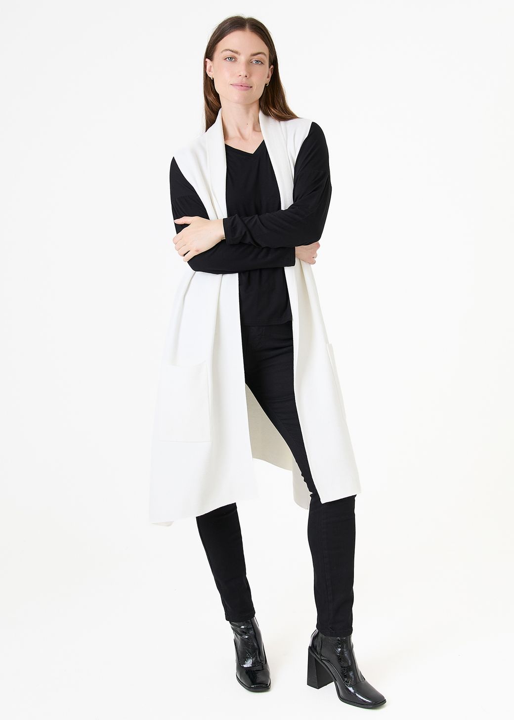 Cashmere Like Doubleknit Roll Collar Gilet