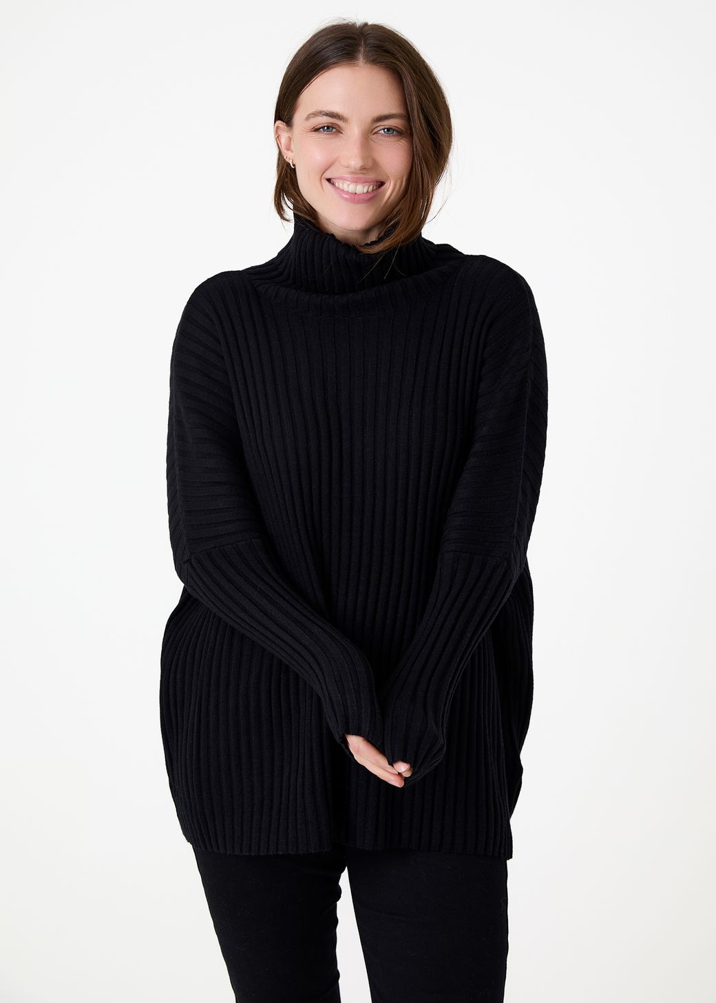Chunky Rib Roll Neck Jumper
