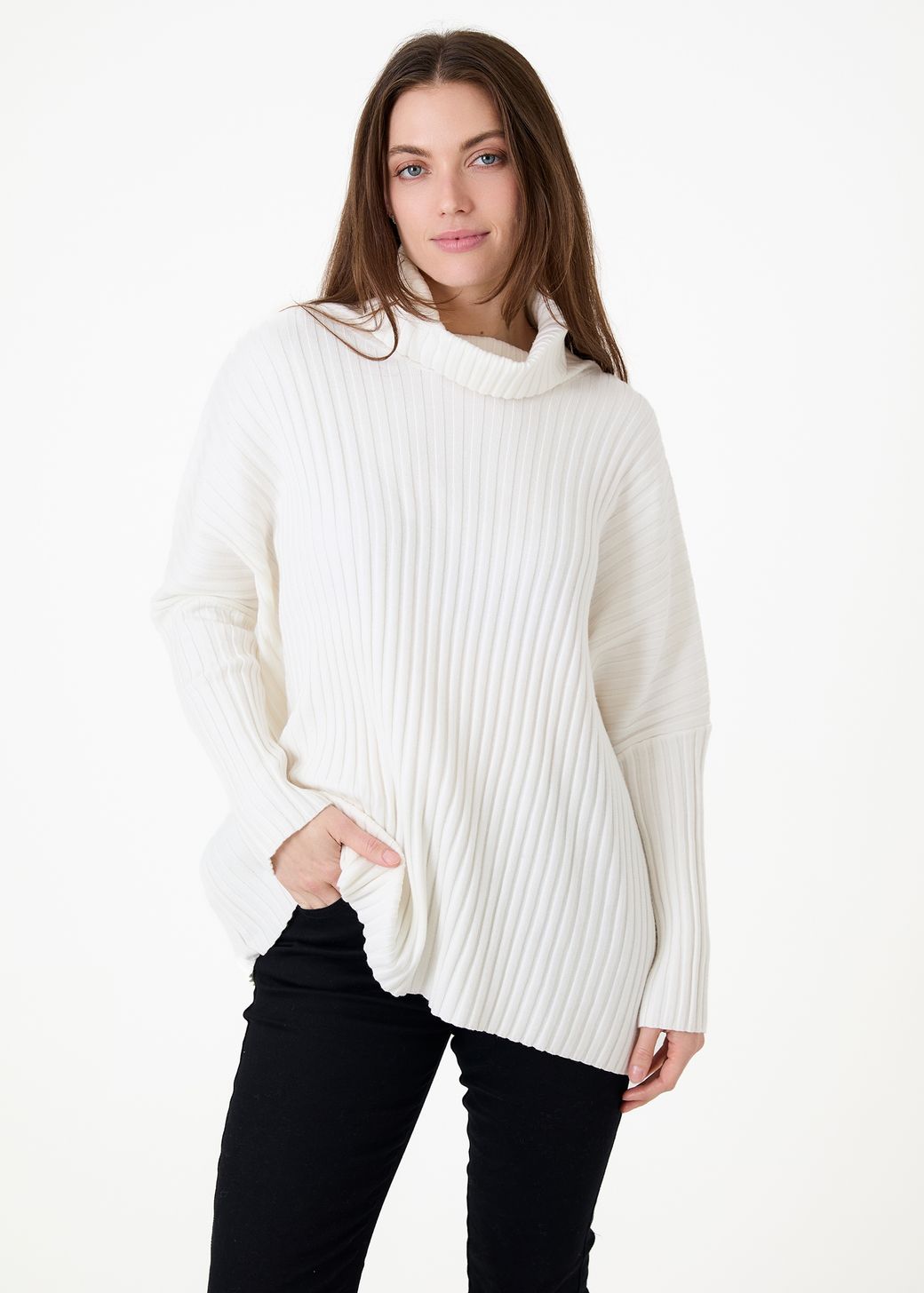 Chunky Rib Roll Neck Jumper
