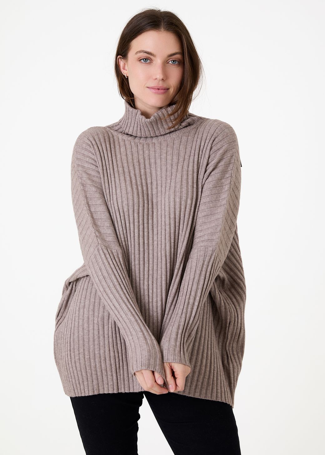 Chunky Rib Roll Neck Jumper