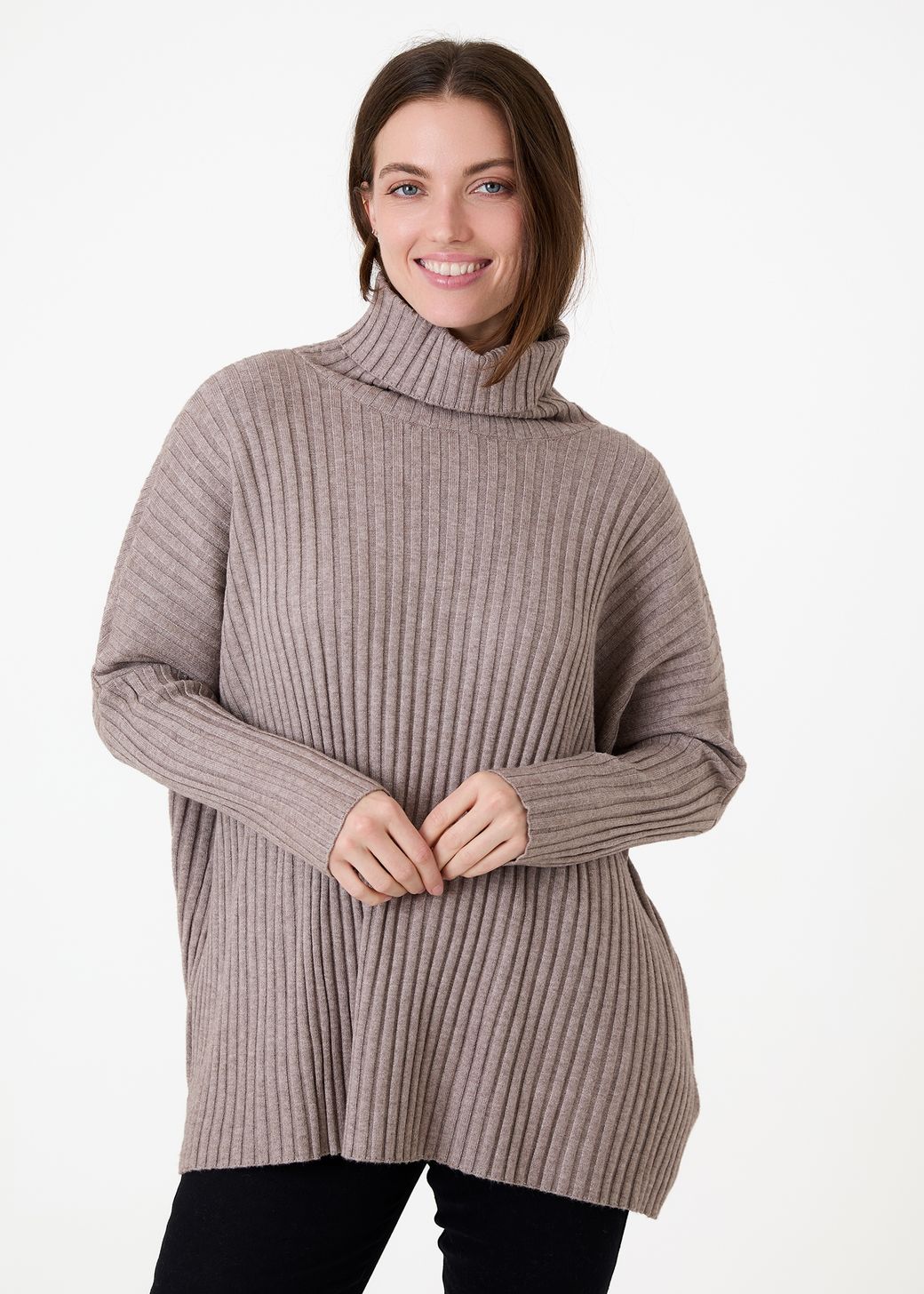Chunky Rib Roll Neck Jumper