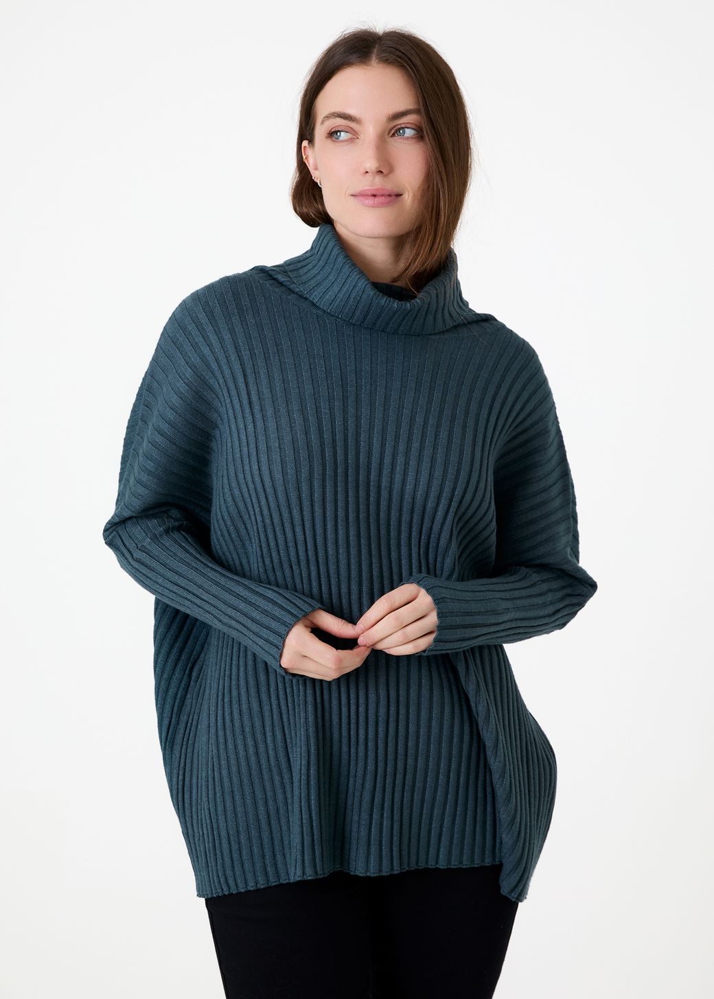 Chunky Rib Roll Neck Jumper