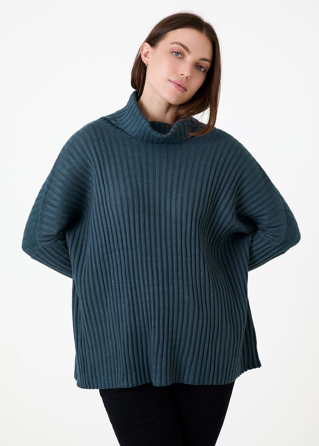 Chunky Rib Roll Neck Jumper