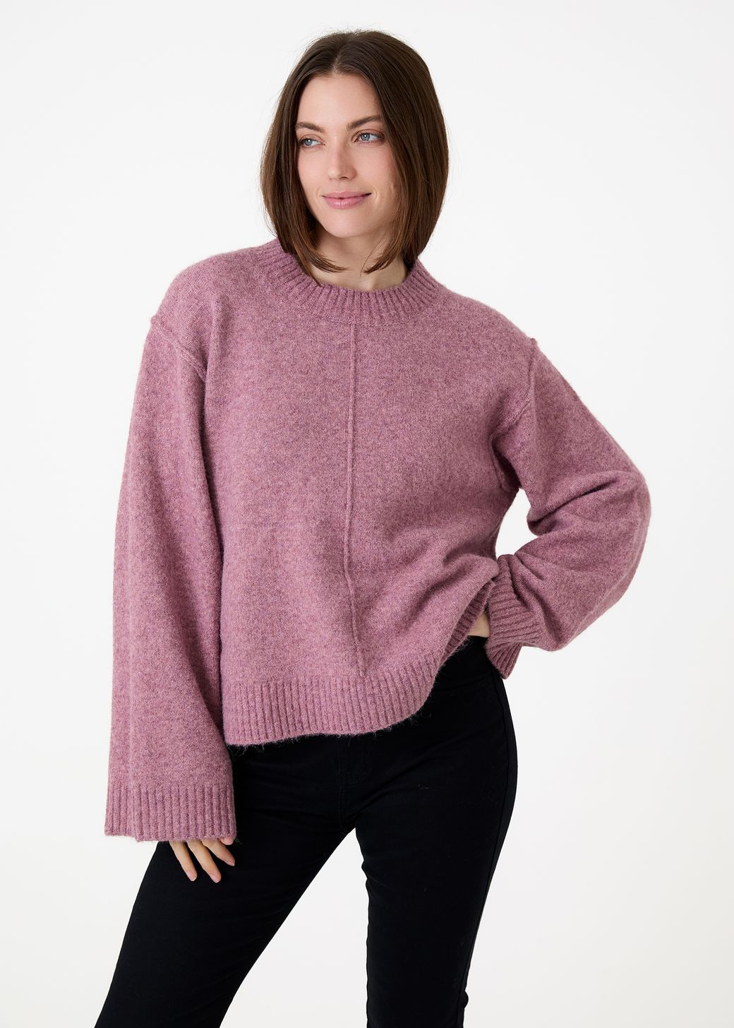 Crew Neck Seam Detail Jumper